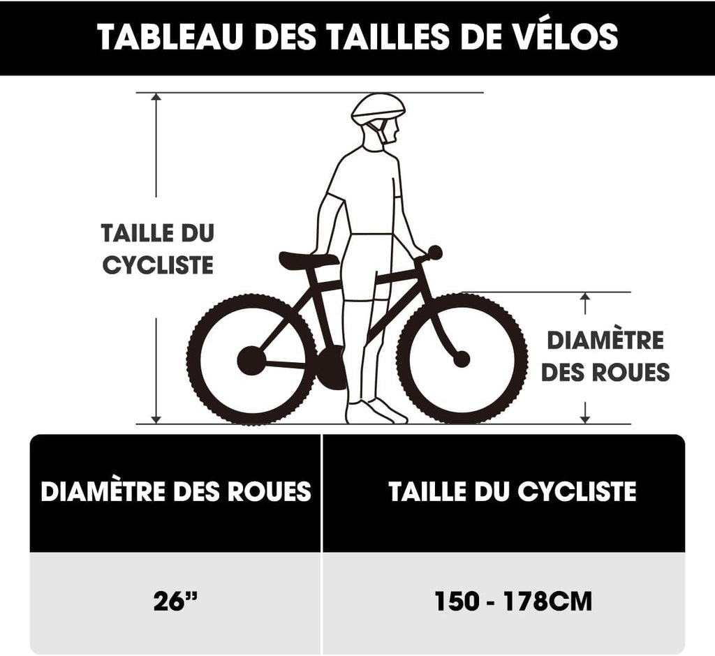 HH HILAND VTT Femme 26'' – 18 Vitesses, Fourche Suspendue, Freins en V, Taille S, Blanc