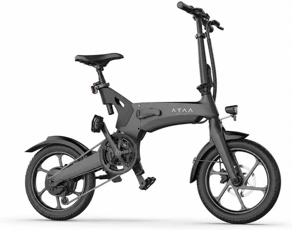 ATAA City 00 – Vélo Électrique Pliable 18.9 kg Cadre Magnésium 250W 36V 7.8Ah 58 km Courroie CE Noir – Vitesse max 25 km/h