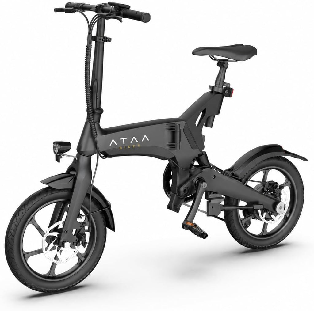 ATAA City 00 – Vélo Électrique Pliable 18.9 kg Cadre Magnésium 250W 36V 7.8Ah 58 km Courroie CE Noir – Vitesse max 25 km/h