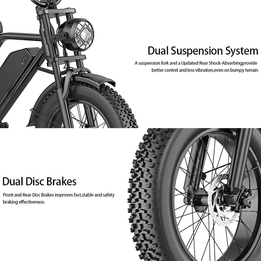 Snokco BK20 – Fat Bike Électrique 20" 48V 20Ah 100 km Double Suspension – Vitesse max 25 km/h CE