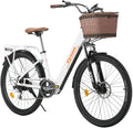 Cysum Cityrun – Vélo Électrique Urbain 26'' Moteur 250W 36V 10Ah 80 km 7 Vitesses Blanc – Vitesse max 25 km/h