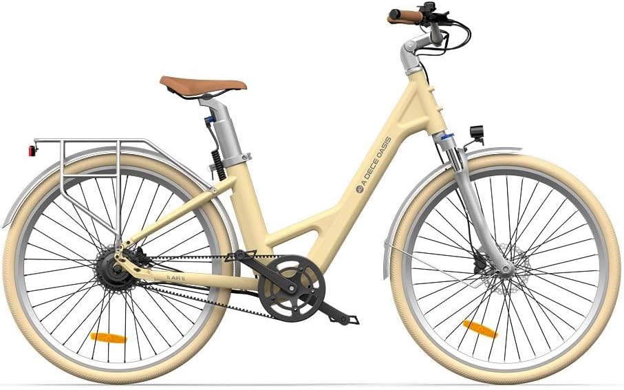 ADO Air 28*2 – Vélo Électrique Urbain 28'' Moteur 250W 36V 9.6Ah 100 km Courroie Silencieuse 2 Paniers APP – Vitesse max 25 km/h