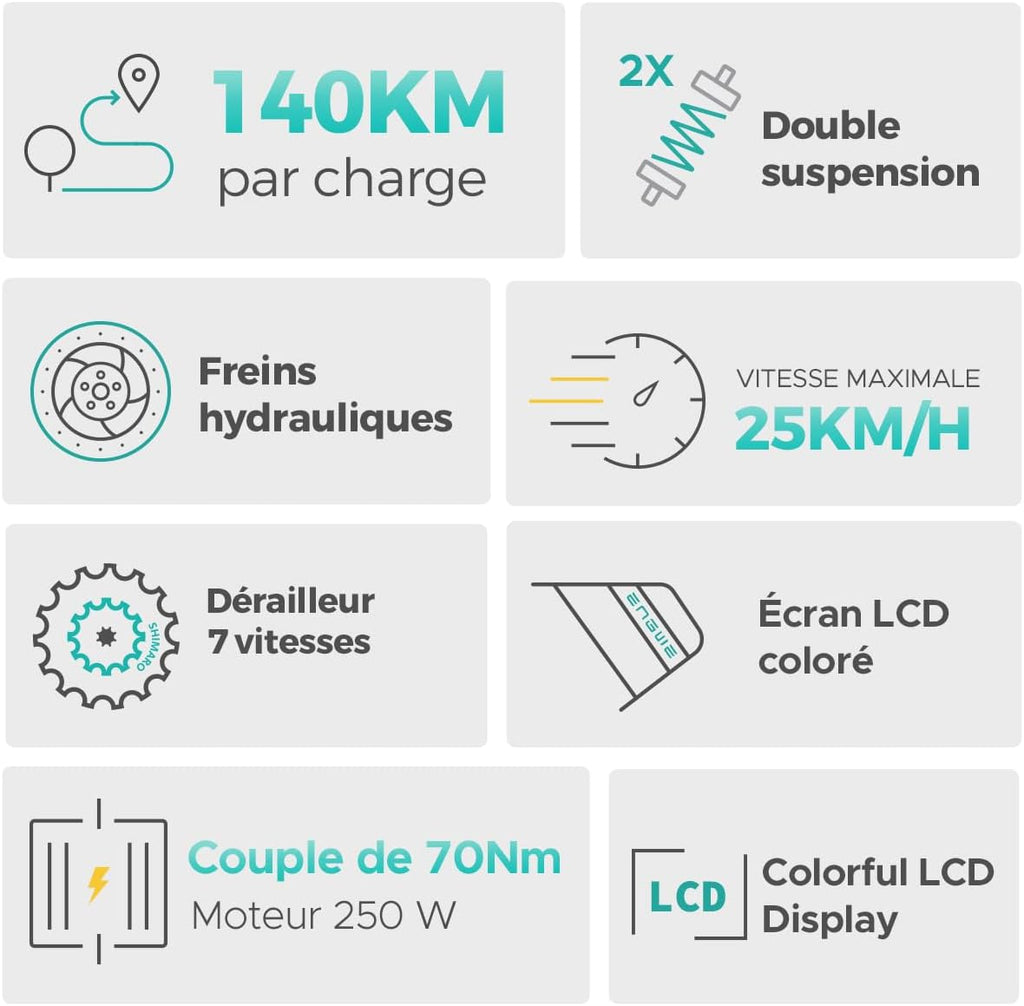 ENGWE E26 - Vélo Électrique Fat Bike 26" | 48V 16Ah | 140 km | 250W – Vitesse max 25 km/h