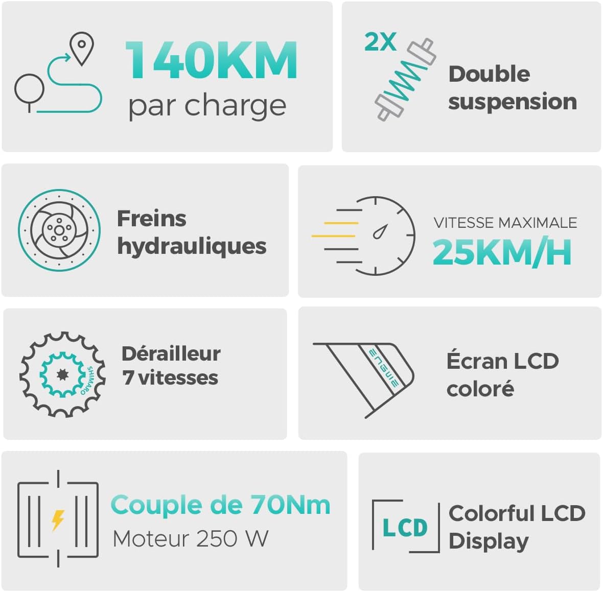 ENGWE E26 - Vélo Électrique Fat Bike 26" | 48V 16Ah | 140 km | 250W – Vitesse max 25 km/h