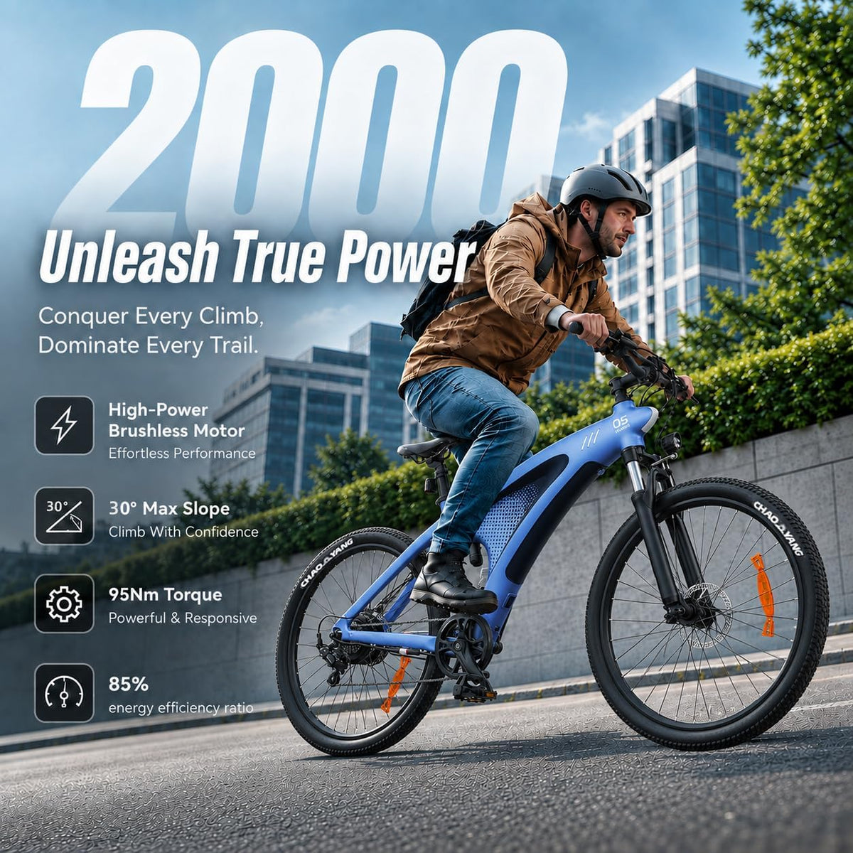 HX Q5 Shark – VTT Électrique 27.5'' Bafang 85Nm 48V 13Ah 60 km – Vitesse max 25 km/h – Design Requin RGB Bleu