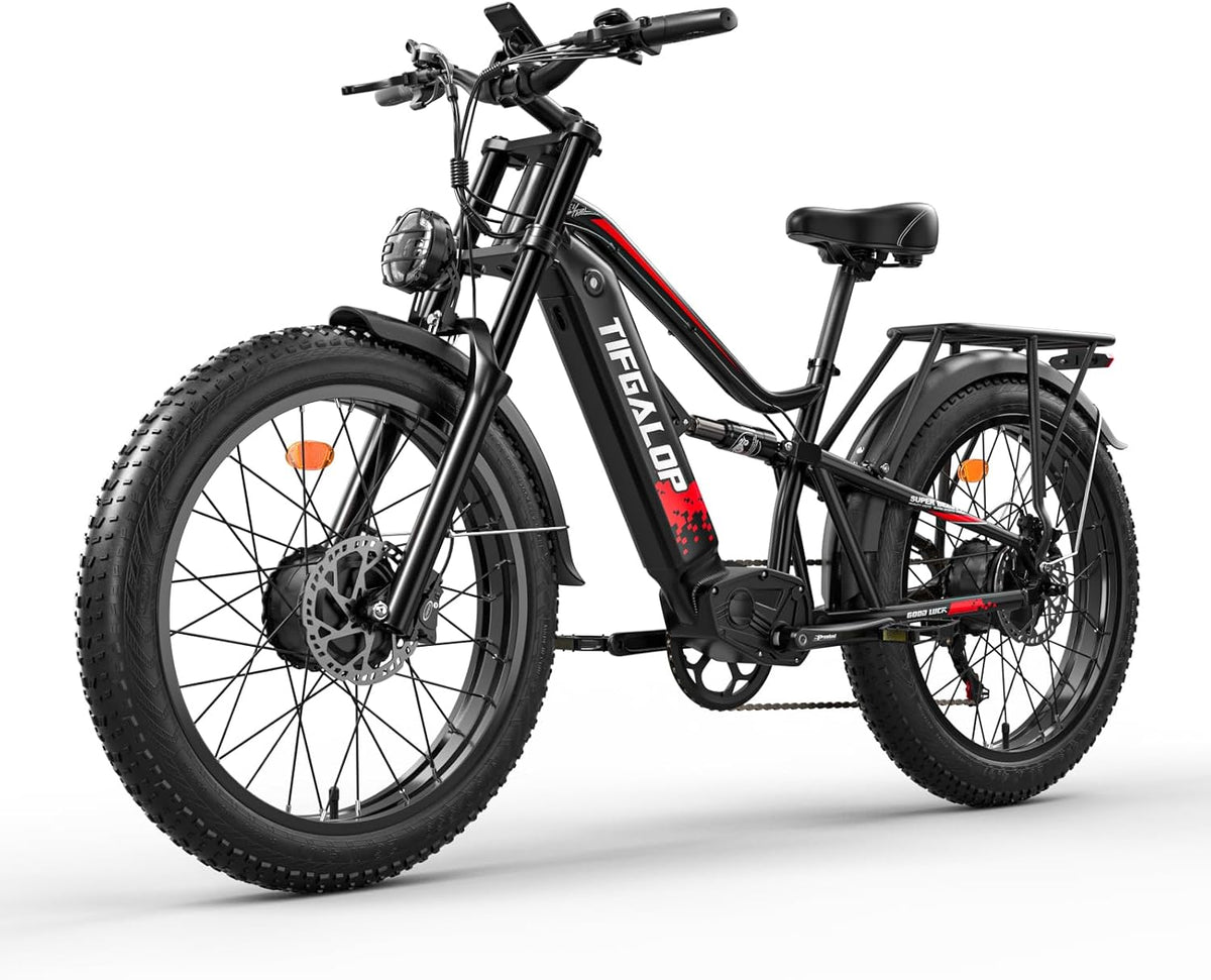 Lohang VTT Électrique 26'' – 52V 21Ah 1102Wh 80 km Suspension Intégrale – Vitesse max 25 km/h Noir