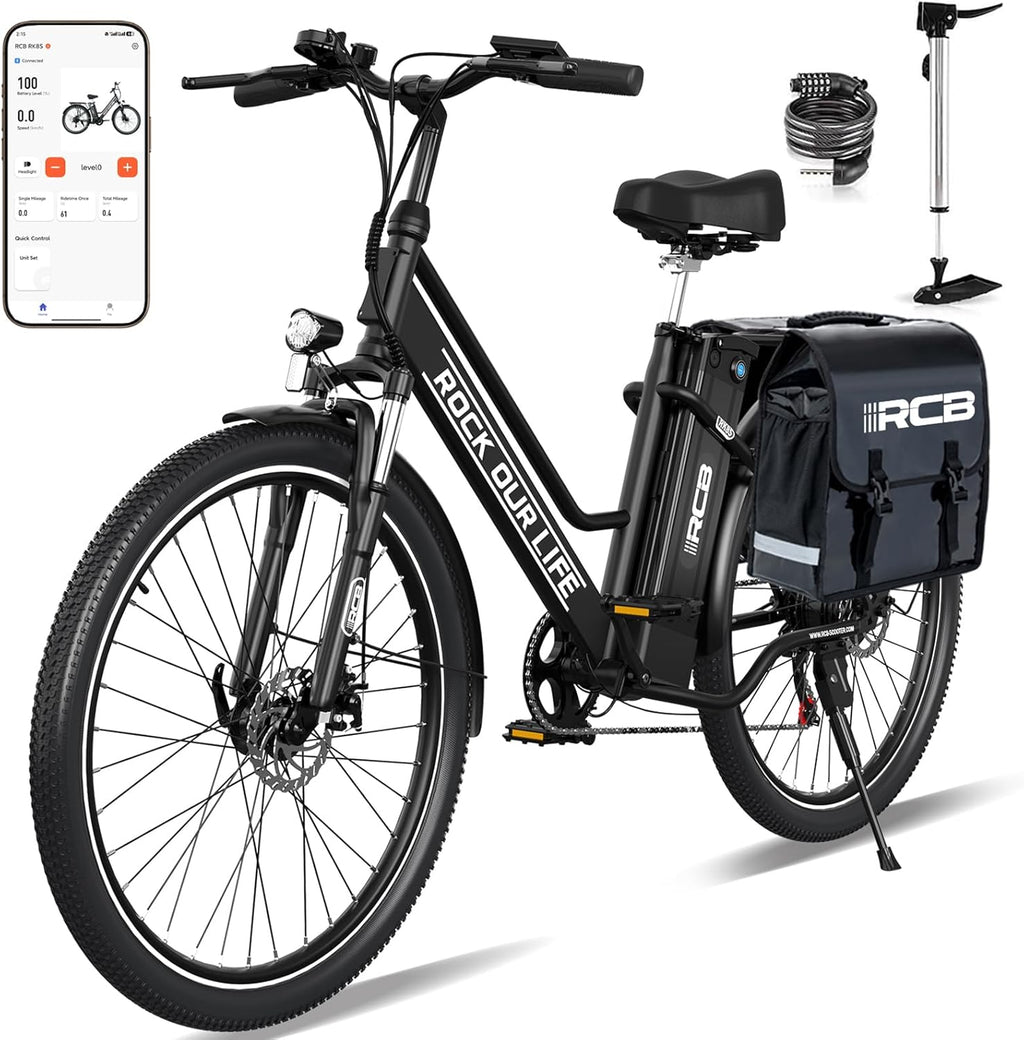 RCB RK8S - Vélo Électrique Urbain 26" | 36V 10,4Ah | 90 km | 250W | Noir – Vitesse max 25 km/h