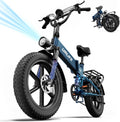 URLIFE T5 – Fat Bike Électrique Pliable 20''x4.0'' 250W 80Nm 48V 13Ah 100 km 7 Vitesses – Vitesse max 25 km/h Bleu
