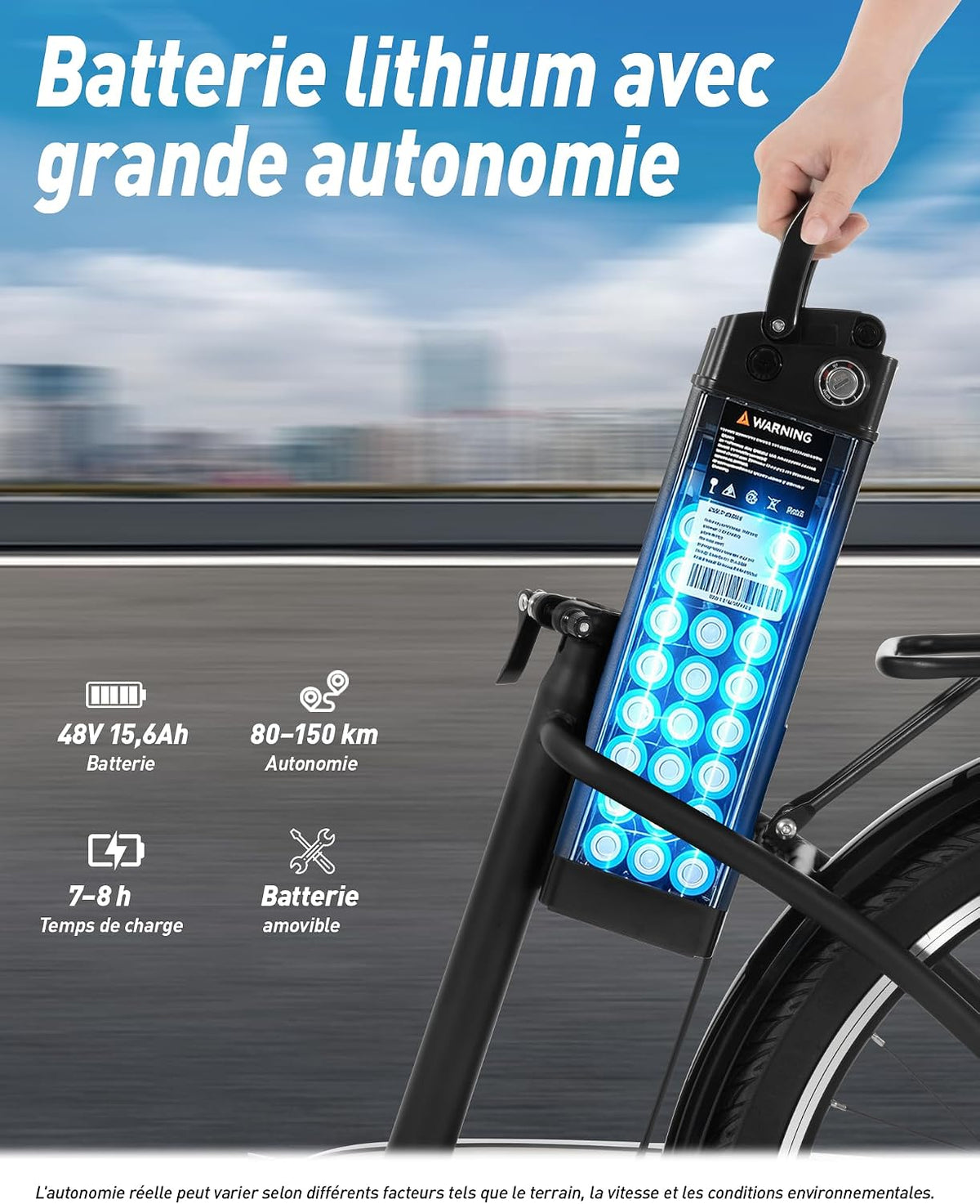 DYU C6 – Vélo Électrique Urbain 26'' 250W 36V 12.5Ah 70 km 6 Vitesses – Vitesse max 25 km/h – Panier Avant Noir
