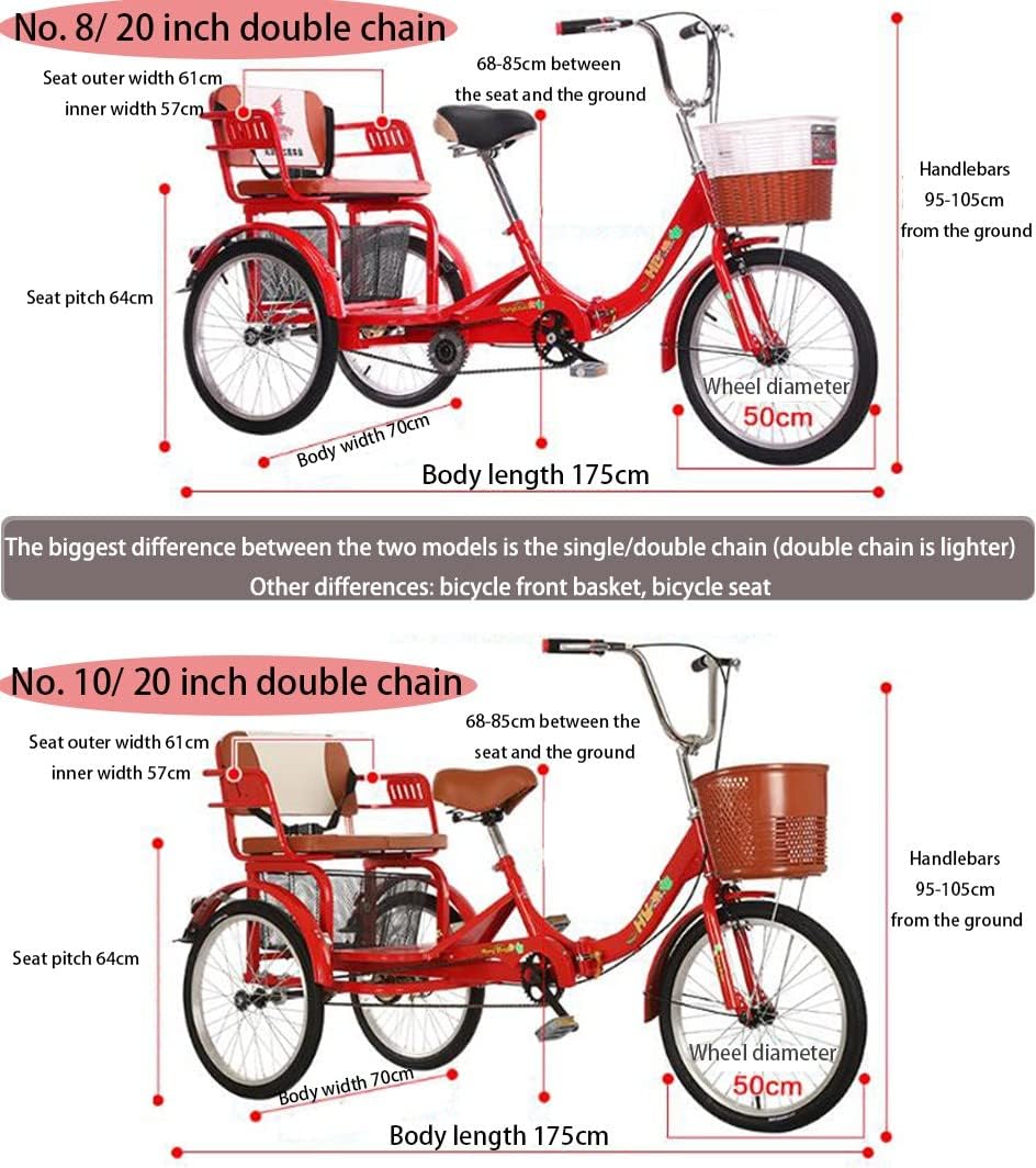 Tricycle Adulte avec Siège – Vélo 3 Roues 50,8 cm, Panier Arrière, Stabilité et Confort