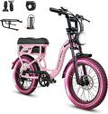AVDLEU Fat Bike Électrique 16''x3.0'' 36V 12.8Ah Double Suspension 7 Vitesses – Vitesse max 25 km/h Rose