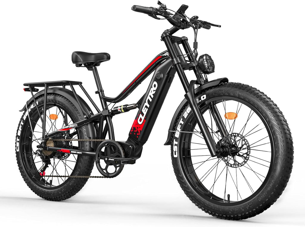 Lohang VTT Électrique 26'' – Moteur 80Nm 48V 18Ah 90 km Suspension Intégrale Freins Hydrauliques 7V Noir – Vitesse max 25 km/h
