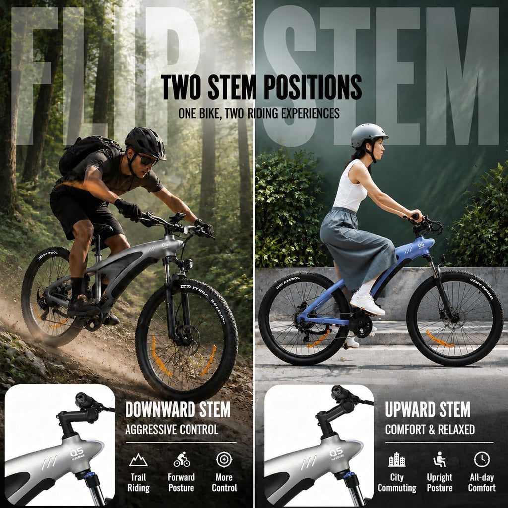 HX Q5 Shark – VTT Électrique 27.5'' Bafang 85Nm 48V 13Ah 60 km – Vitesse max 25 km/h – Design Requin RGB Bleu