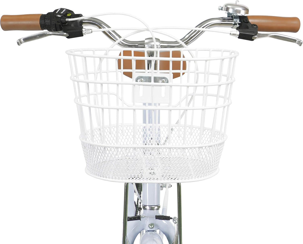FabricBike Step-City – Vélo de Ville 28'' Cadre Chromoly 7 Vitesses Shimano Porte-Bagages Bleu Ciel