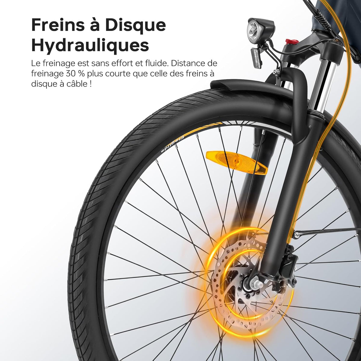 Eleglide T2 – Vélo Électrique Urbain 27.5'' Moteur 250W 45Nm 36V 13Ah 100 km Freins Hydrauliques StVZO Gris – Vitesse max 25 km/h