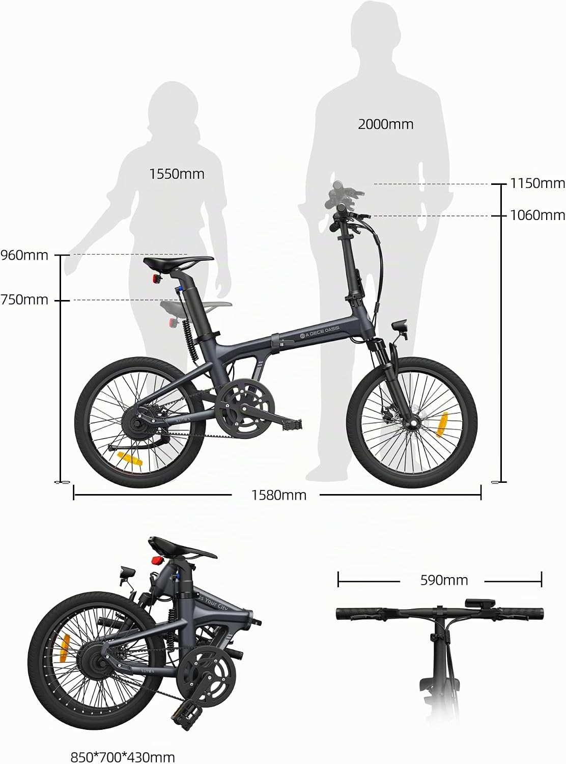 ADO Air 20 Ultra 2026 – Vélo Électrique Pliable 20'' Moteur Bafang 250W Courroie 100 km APP NFC Bleu – Vitesse max 25 km/h
