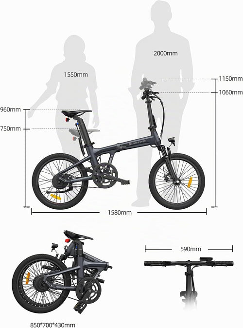 ADO Air 20 Ultra 2026 – Vélo Électrique Pliable 20'' Moteur Bafang 250W Courroie 100 km APP NFC Bleu – Vitesse max 25 km/h