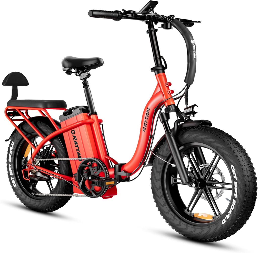 Rattan LF Ultra Pro - Vélo Électrique Pliable Step-Through | 48V 40.5Ah | 195 km | Rouge – Vitesse max 25 km/h