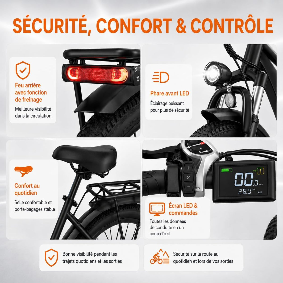 ZAZAWORK CF29 – Vélo Électrique 29'' 250W 48V 15Ah 100 km 21 Vitesses – Vitesse max 25 km/h Blanc/Vert