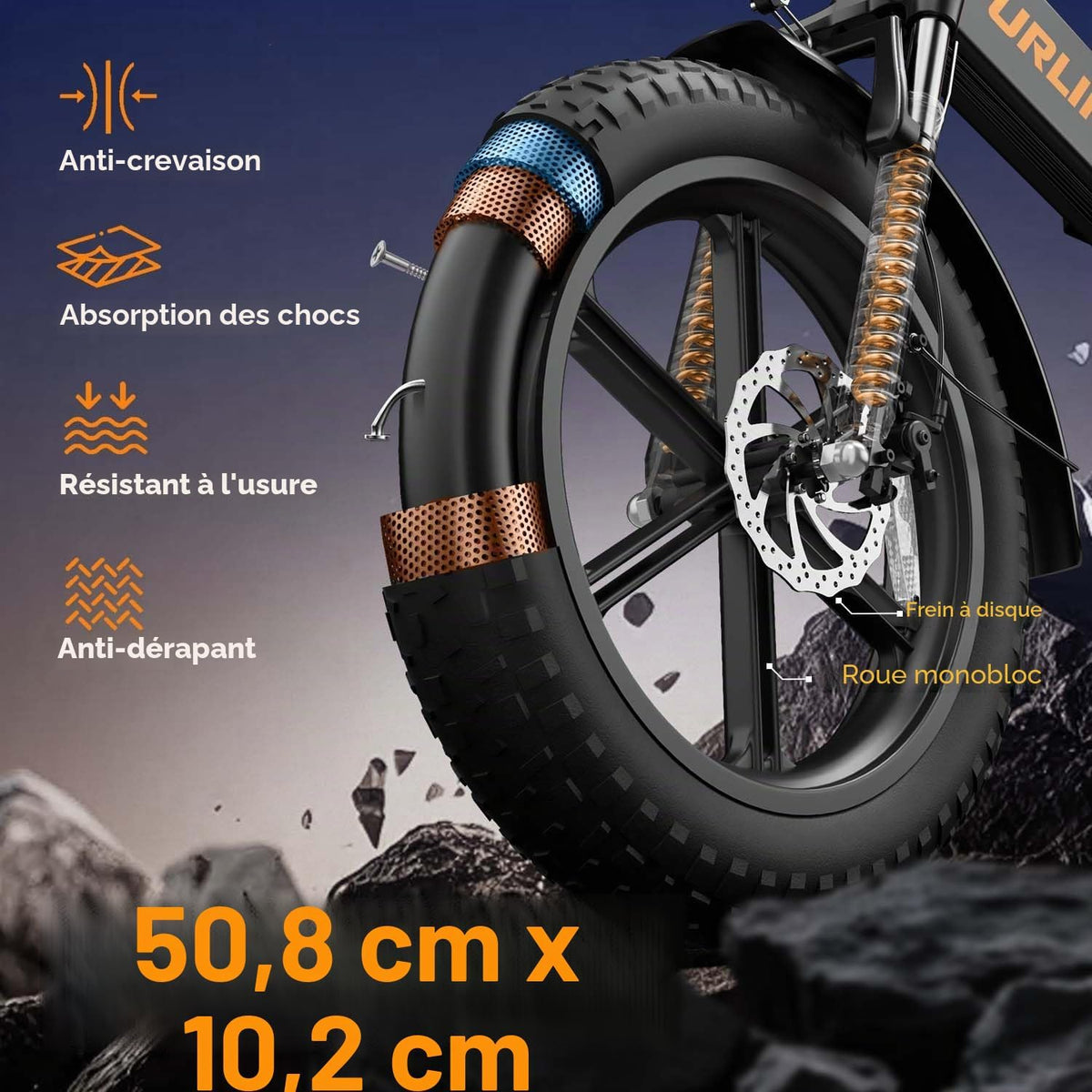 URLIFE T5 – Fat Bike Électrique Pliable 20''x4.0'' 250W 80Nm 48V 13Ah 100 km 7 Vitesses – Vitesse max 25 km/h Bleu