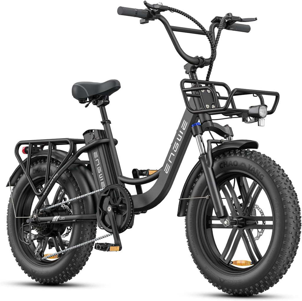 ENGWE L20 Boost – Fat Bike Électrique 20''x4'' 250W 75Nm 48V 13Ah 126 km – Vitesse max 25 km/h – Cadre Bas Noir