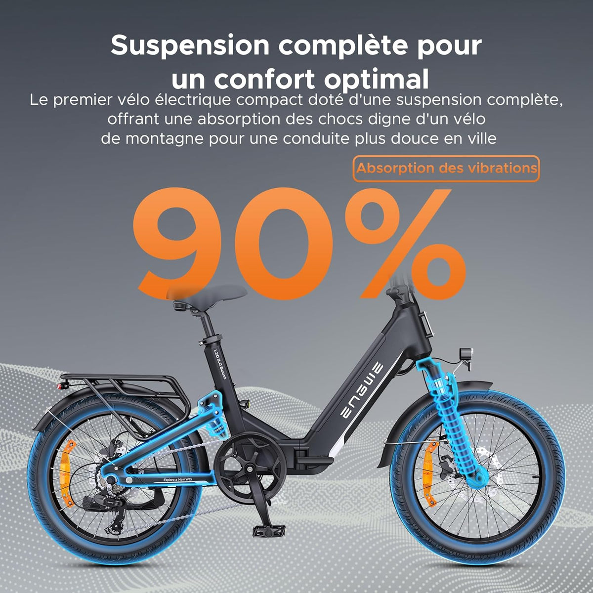 ENGWE L20 3.0 Boost - Vélo Électrique Pliable | 48V 13,5Ah | 135 km | Capteur de Couple 75 Nm – Vitesse max 25 km/h