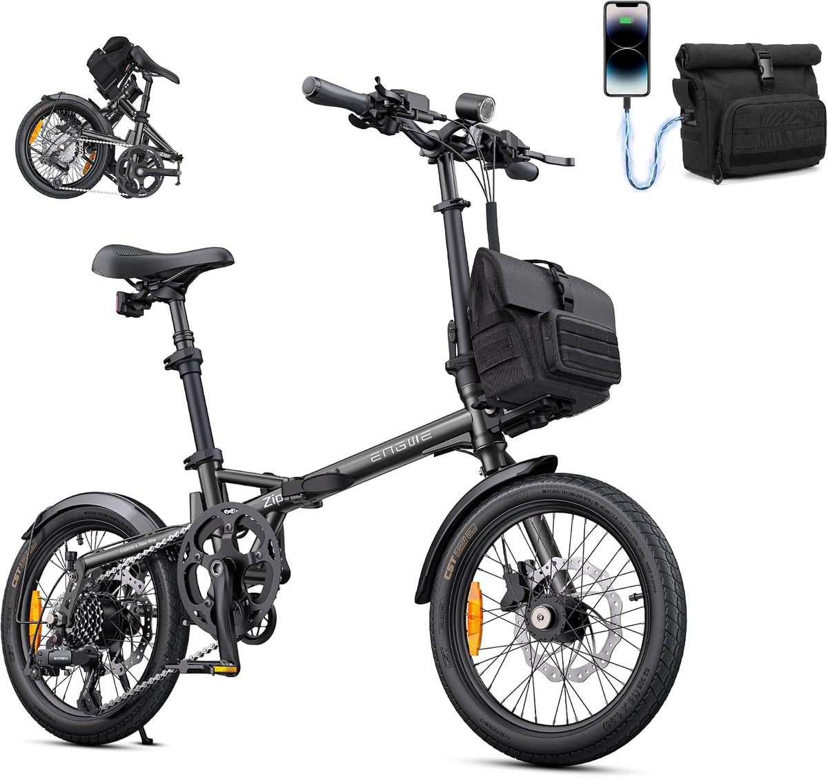 ENGWE Zip - Vélo Électrique Pliable 16,9 kg | 120 km | Moteur 250W – Vitesse max 25 km/h