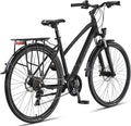 Licorne Bike Vélo de Trekking 28'' – Cadre Aluminium, 21 Vitesses, Freins Disque, Éclairage StVZO, Noir