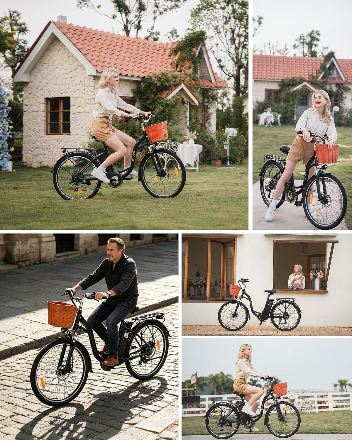 DYU C6 – Vélo Électrique Urbain 26'' 250W 36V 12.5Ah 70 km 6 Vitesses – Vitesse max 25 km/h – Panier Avant Noir