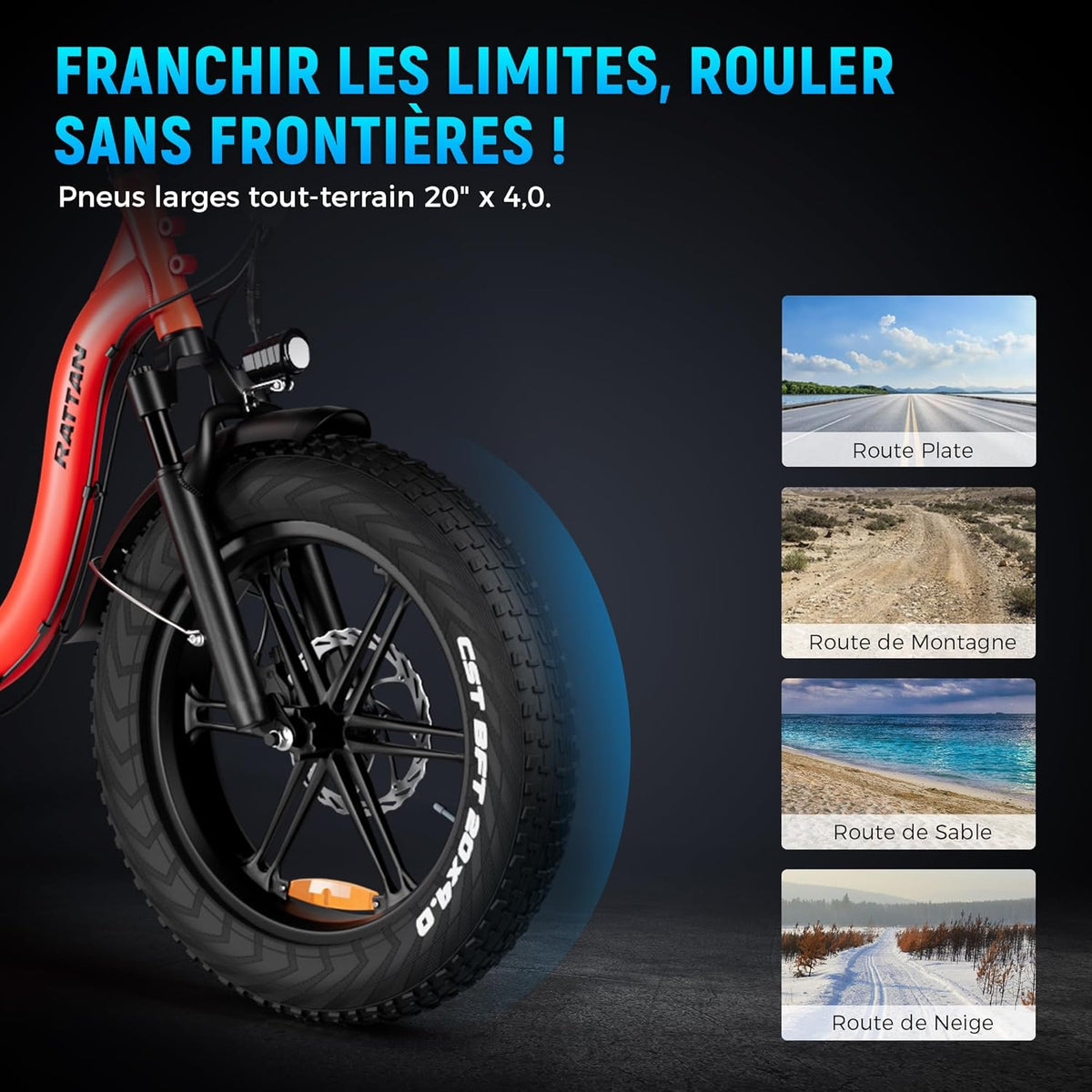 Rattan LM/LF Ultra Pro – Vélo Électrique Pliable 2 Sièges 48V 40.5Ah 195 km – Vitesse max 25 km/h