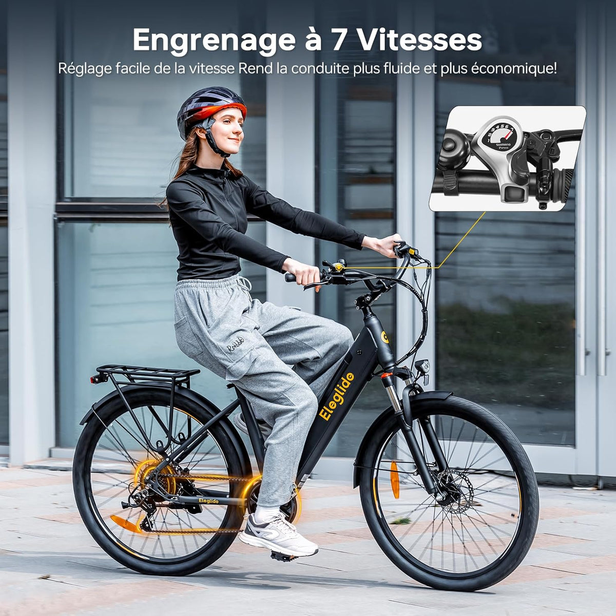 Eleglide T2 – Vélo Électrique Urbain 27.5'' Moteur 250W 45Nm 36V 13Ah 100 km Freins Hydrauliques StVZO Gris – Vitesse max 25 km/h