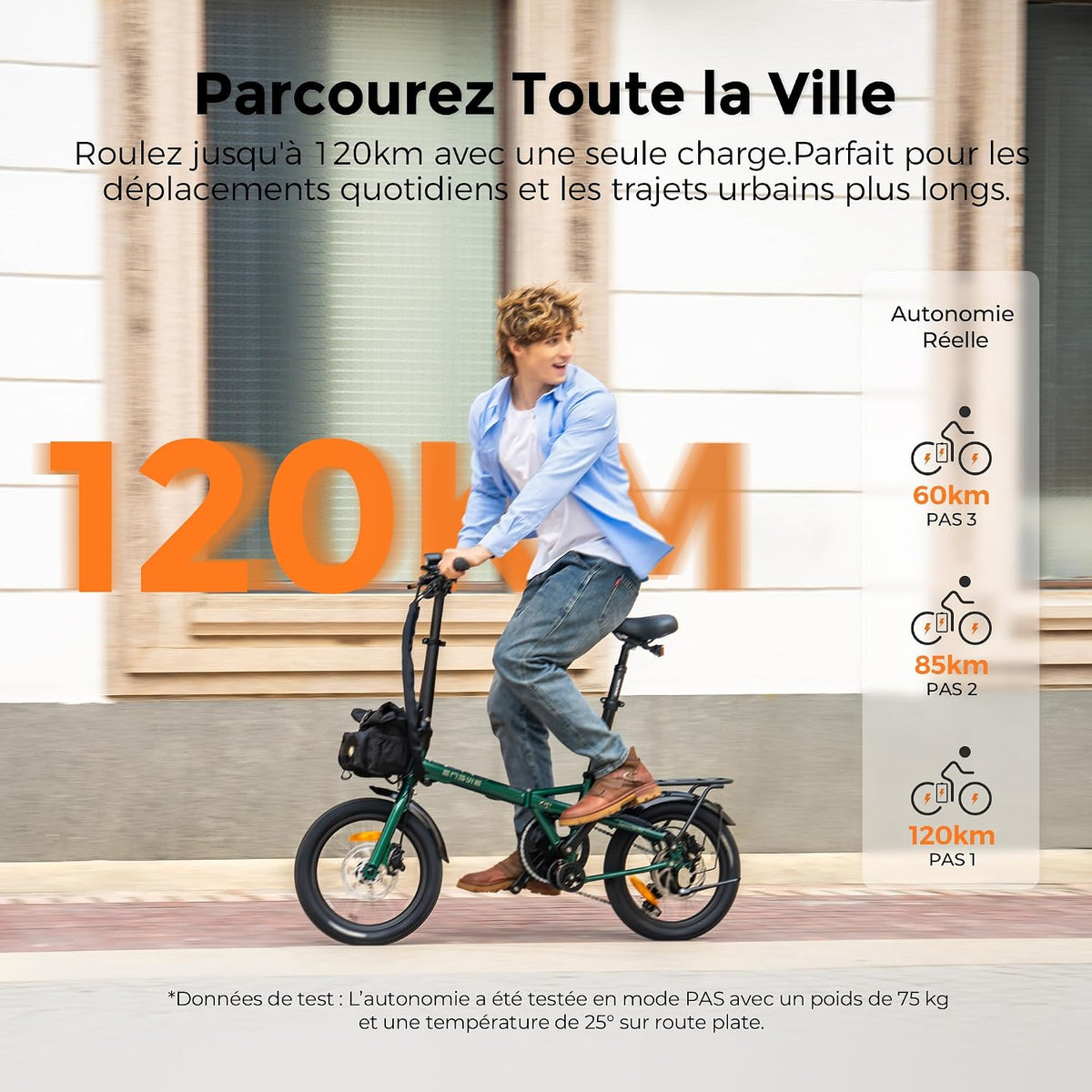 ENGWE Zip - Vélo Électrique Pliable 16,9 kg | 120 km | Moteur 250W – Vitesse max 25 km/h