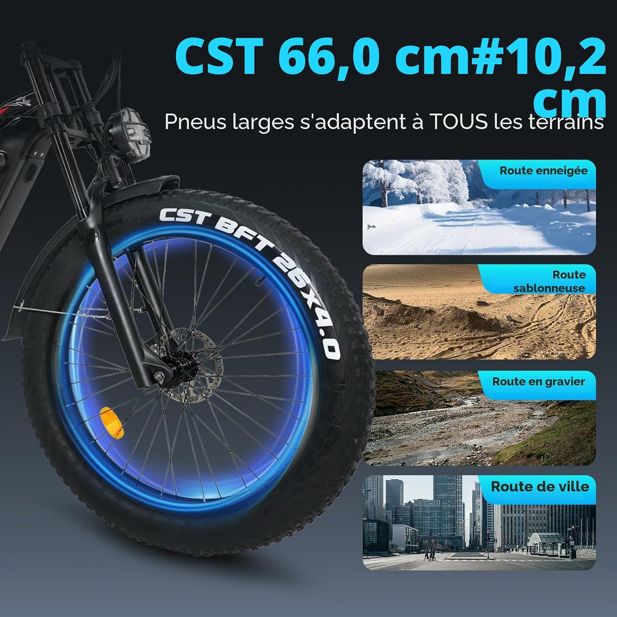 Lohang VTT Électrique 26'' – Moteur 80Nm 48V 18Ah 90 km Suspension Intégrale Freins Hydrauliques 7V Noir – Vitesse max 25 km/h