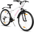 HH HILAND VTT Femme 26'' – 18 Vitesses, Fourche Suspendue, Freins en V, Taille S, Blanc