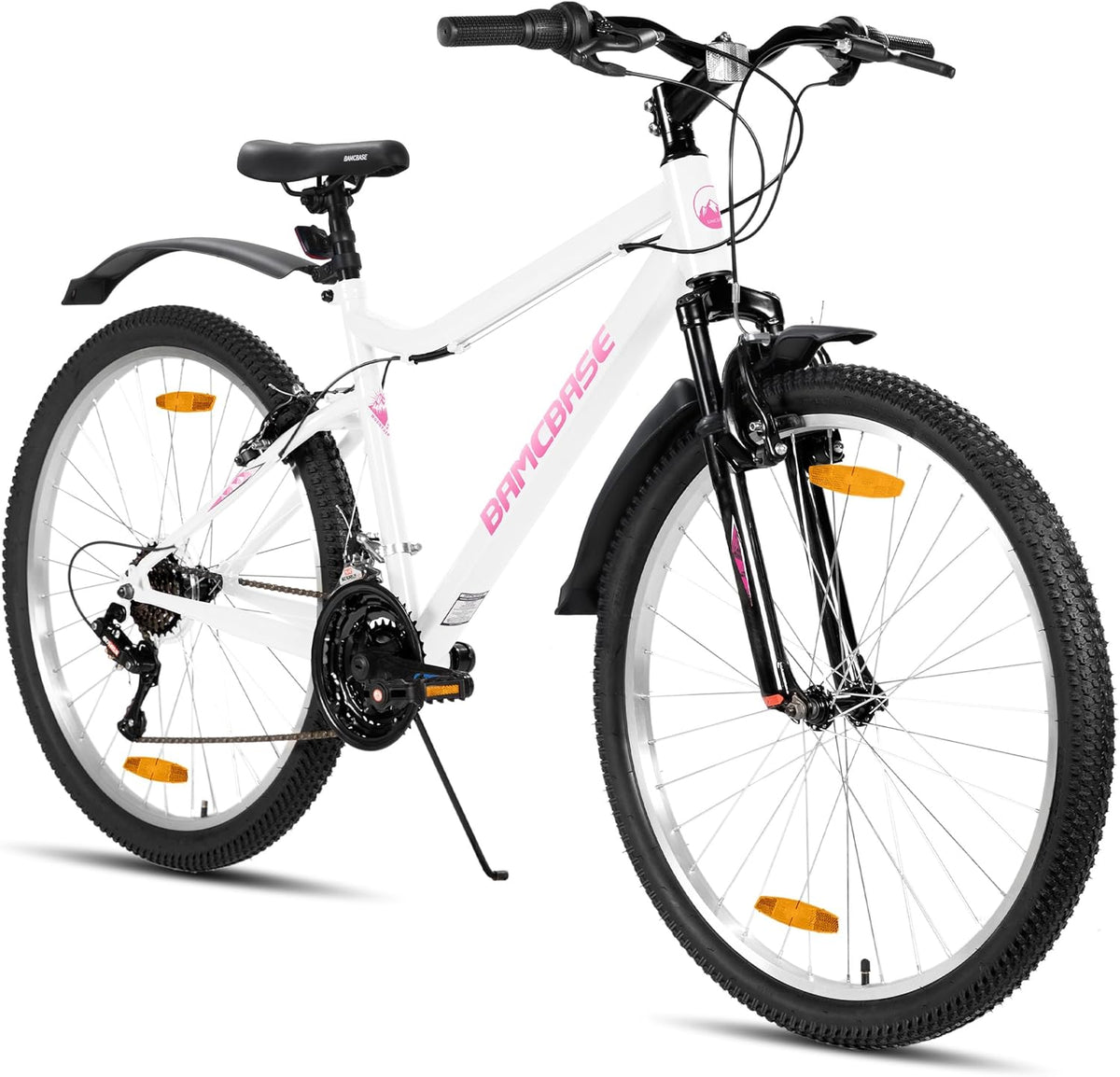 HH HILAND VTT Femme 26'' – 18 Vitesses, Fourche Suspendue, Freins en V, Taille S, Blanc
