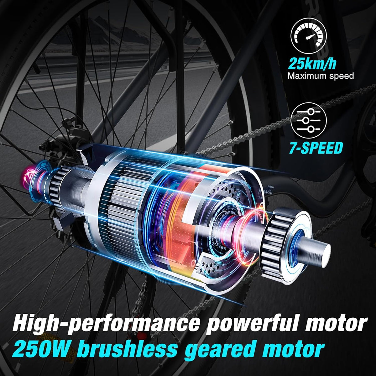 RCB RK8S - Vélo Électrique Urbain 26" | 36V 10,4Ah | 90 km | 250W | Noir – Vitesse max 25 km/h
