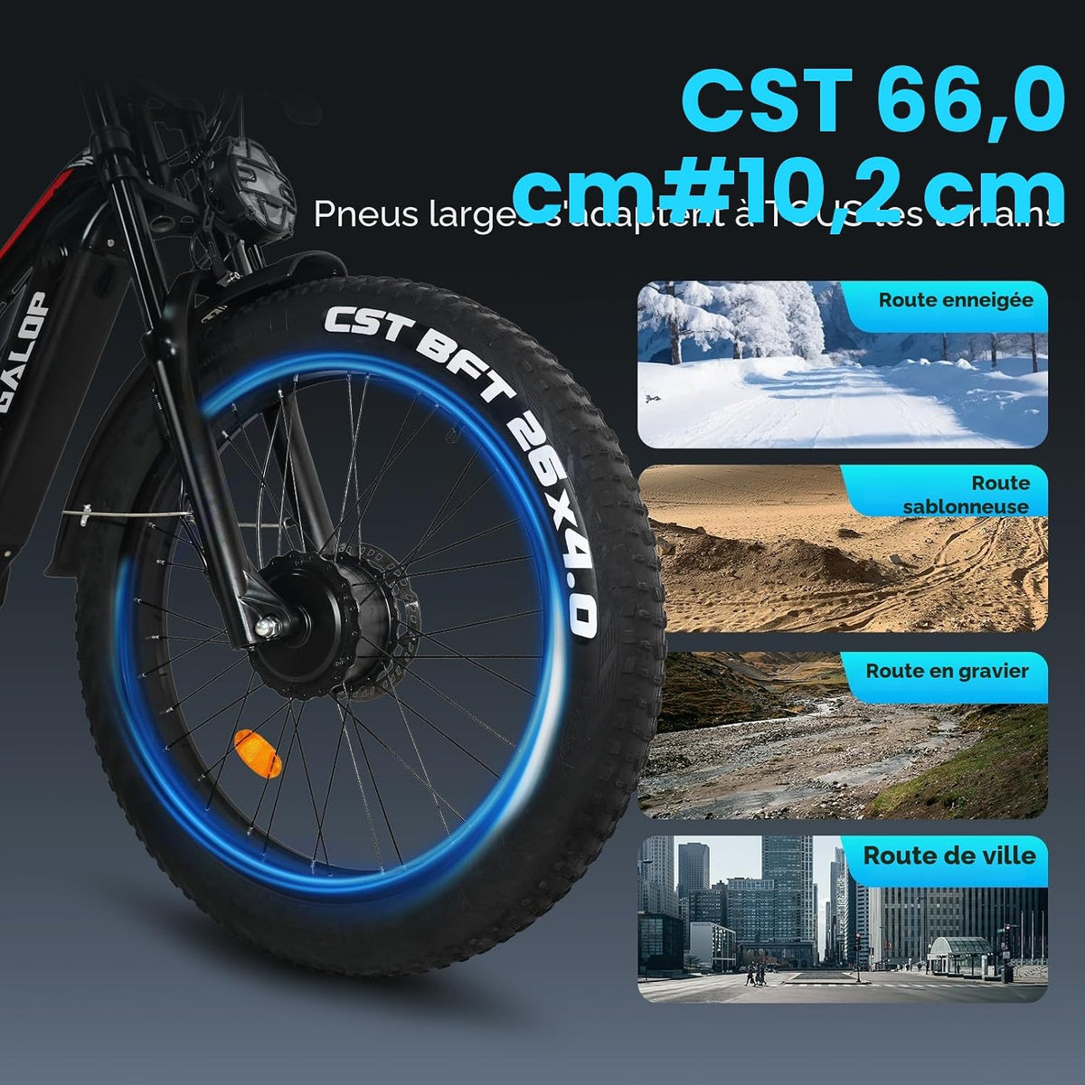 Lohang VTT Électrique 26'' – 52V 21Ah 1102Wh 80 km Suspension Intégrale – Vitesse max 25 km/h Noir