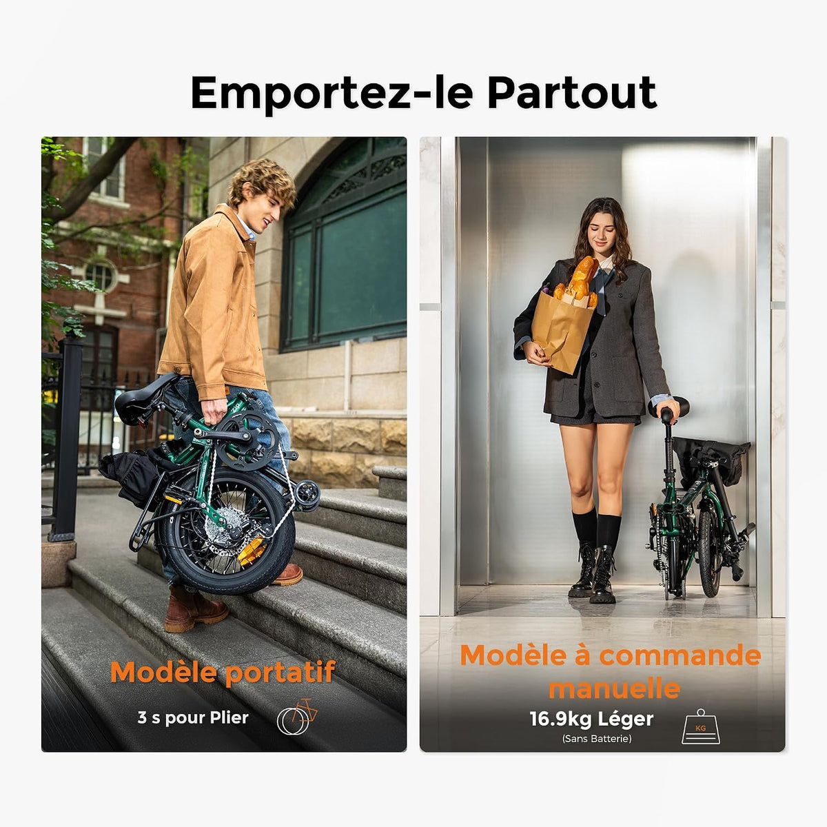 ENGWE Zip - Vélo Électrique Pliable 16,9 kg | 120 km | Moteur 250W – Vitesse max 25 km/h