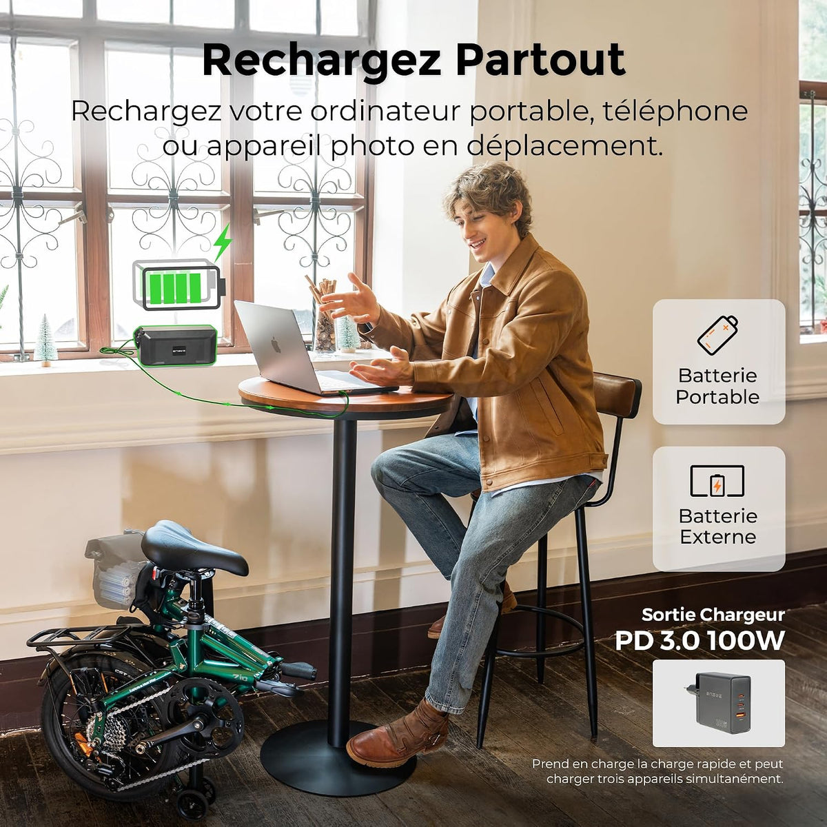 ENGWE Zip - Vélo Électrique Pliable 16,9 kg | 120 km | Moteur 250W – Vitesse max 25 km/h