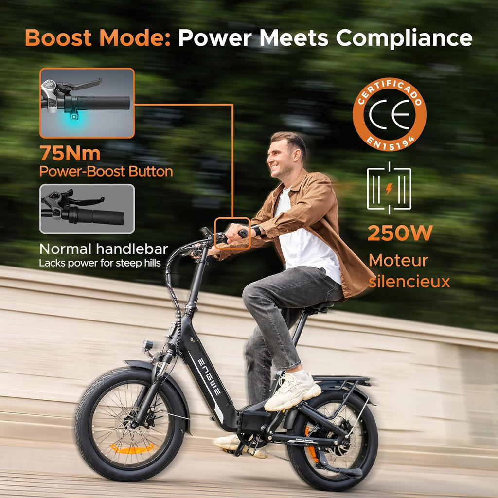 ENGWE L20 3.0 Boost - Vélo Électrique Pliable | 48V 13,5Ah | 135 km | Capteur de Couple 75 Nm – Vitesse max 25 km/h