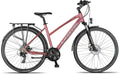 Licorne Bike Vélo de Trekking 28'' – Cadre Aluminium, 21 Vitesses, Freins Disque, Éclairage StVZO, Rose