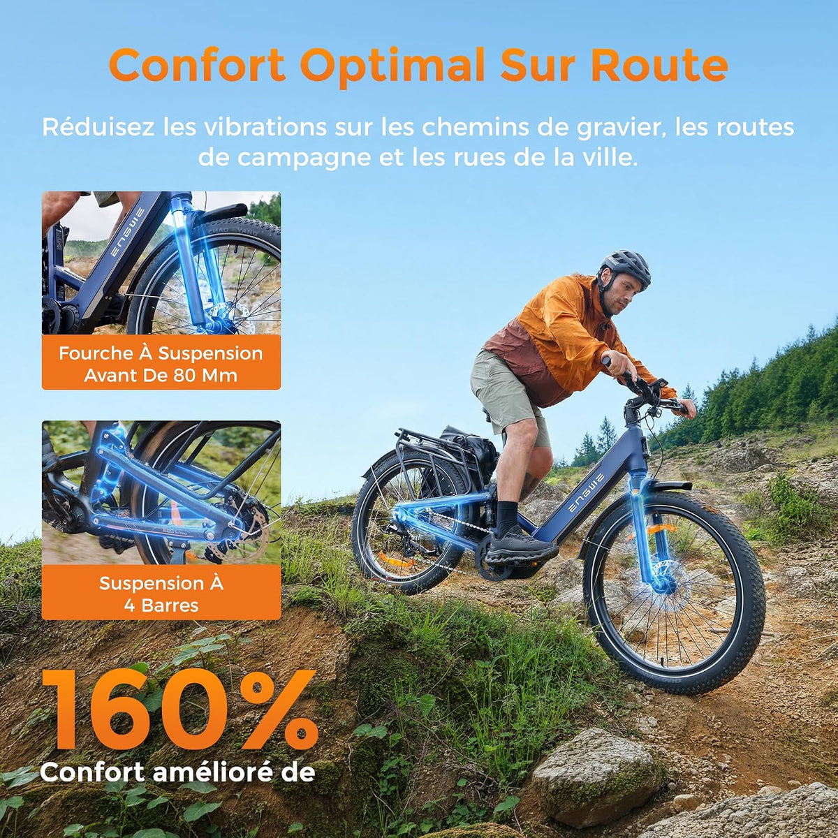 ENGWE E26 3.0 Pro - VTT Électrique Moteur Central 100 Nm | 150 km | Suspension 4 Bras | IOT – Vitesse max 25 km/h